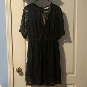 Haute Monde Black Lace Midi Dress
